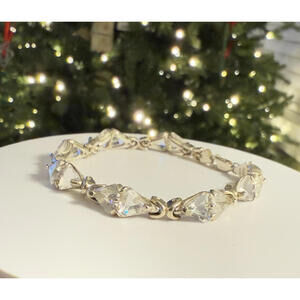 Vintage Chateau d’Argent 925 Sterling Bracelet Trillion CZ Ribbon Link 7”